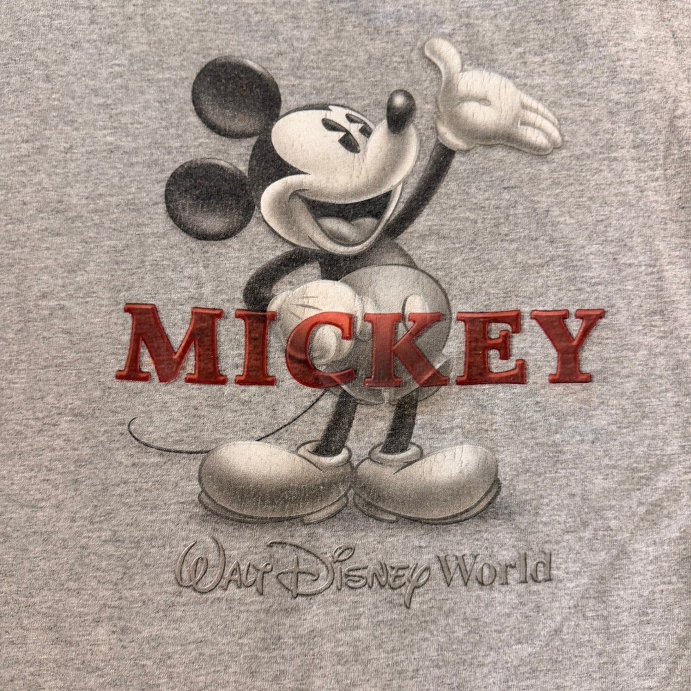 1990s Walt Disney World Kids Mickey Mouse Graphic T-Shirt Gray Short Sleeve Tee - Picture 2 of 4